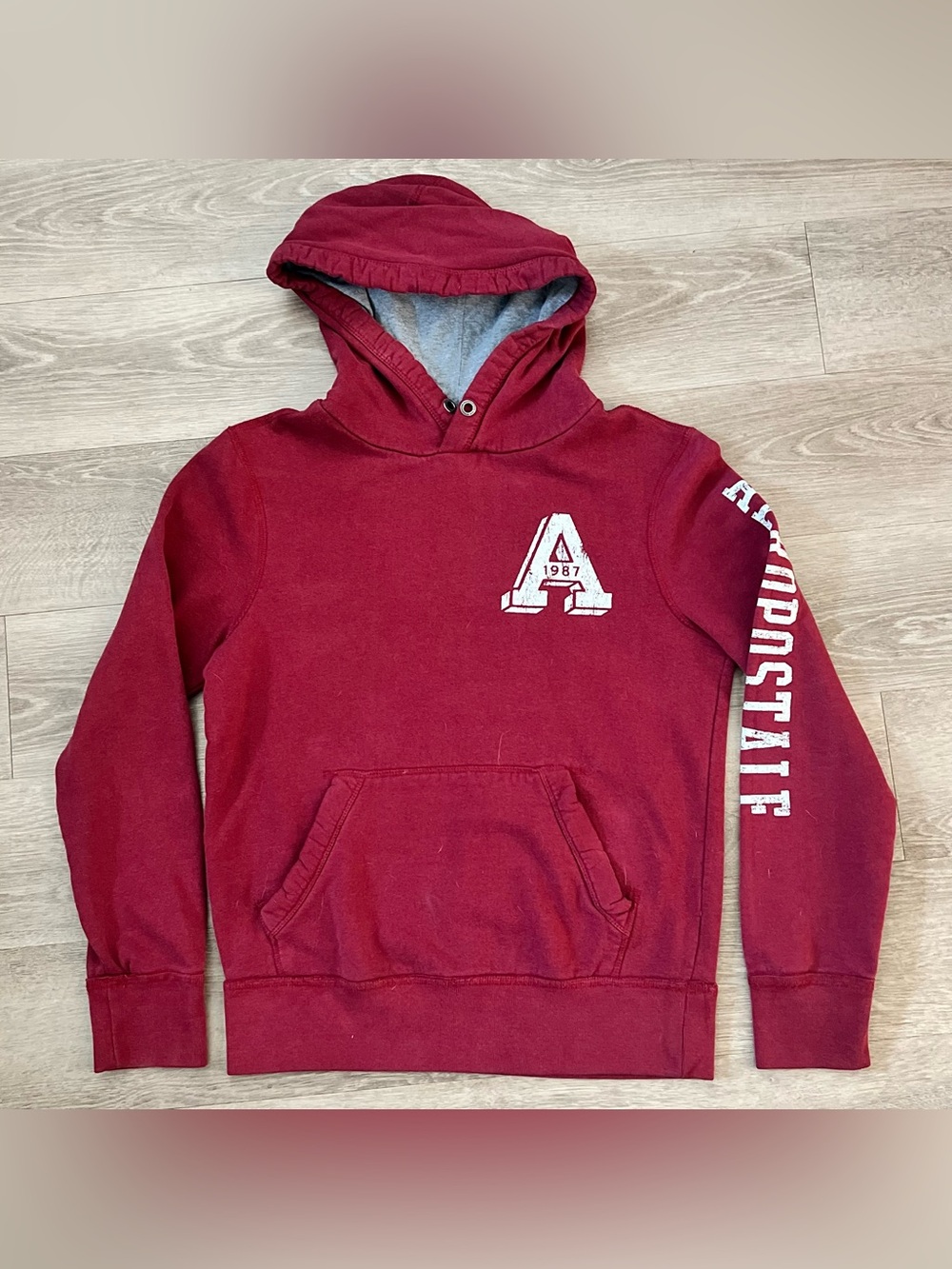 Aeropostale Maroon Hooded Sweatshirt with White 'A' Patch